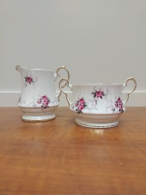 Vintage Open Sugar & Creamer Set "Windsor Rose" Pattern by Princess House